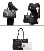 Chanel Chain Tote Grand Shopping GST Silver Caviar Leather Quilted — view 9