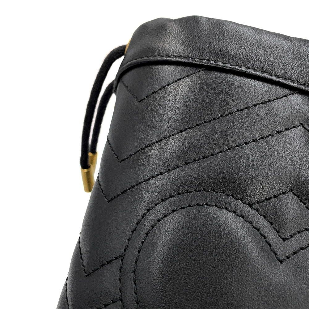 Gucci Chain Shoulder Bag GG Marmont Mini Quilted Black — view 7