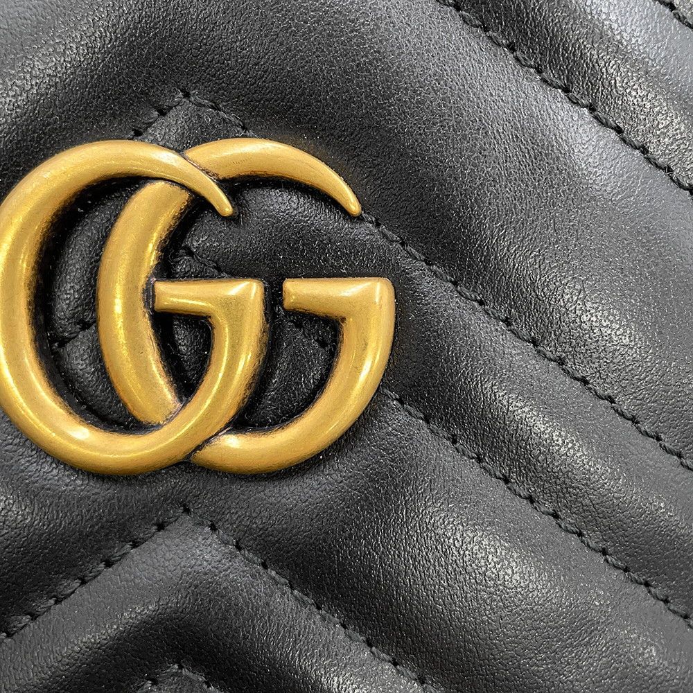 Gucci Chain Shoulder Bag GG Marmont Mini Quilted Black — view 9