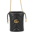 Gucci Chain Shoulder Bag GG Marmont Mini Quilted Black