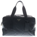 Prada Boston Bag Black Nylon Leather Silver