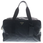 Prada Boston Bag Black Nylon Leather Silver