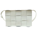 Bottega Veneta Cassette Intrecciato Cross Belt Bag White Leather