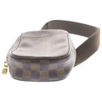 Louis Vuitton Damier Pochette Gange Waist Bag Brown Leather Gold — view 5