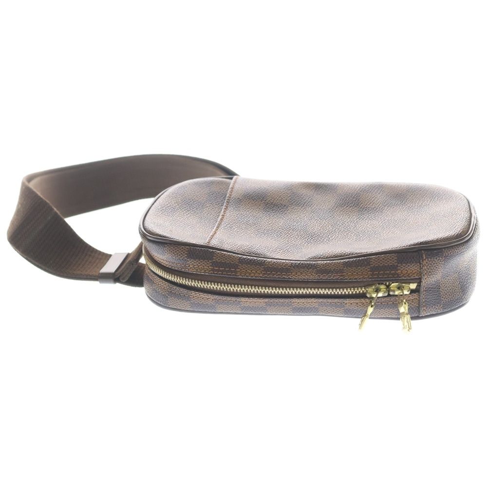 Louis Vuitton Damier Pochette Gange Waist Bag Brown Leather Gold — view 3