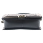 Chanel CC Logo Calfskin Leather Chain Shoulder Bag Silver Black — view 5
