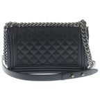 Chanel CC Logo Calfskin Leather Chain Shoulder Bag Silver Black — view 2