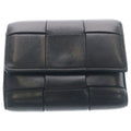 Bottega Veneta Cassette Maxi Intrecciato Leather Wallet Trifold Black