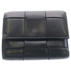 Bottega Veneta Cassette Maxi Intrecciato Leather Wallet Trifold Black