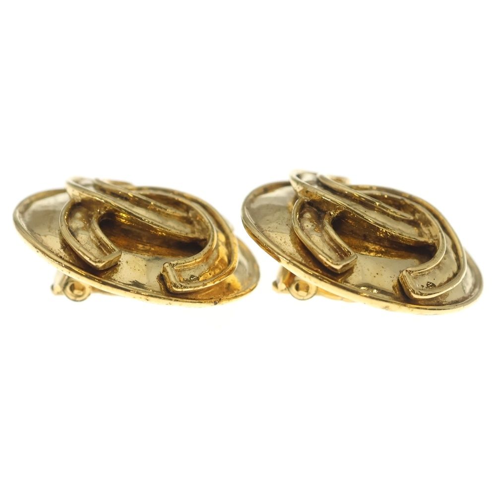 Chanel CC Logo Oval Earrings Gold — view 3
