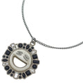 Chanel Smile Necklace Stone Pendant Chain Silver