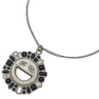 Chanel Smile Necklace Stone Pendant Chain Silver