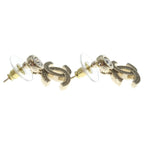 Chanel CC Logo Rhinestone Earrings Gold — view 4