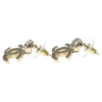 Chanel CC Logo Rhinestone Earrings Gold — view 3