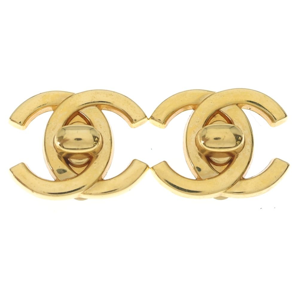 Chanel CC Logo Turnlock Earrings Gold