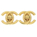 Chanel CC Logo Turnlock Earrings Gold