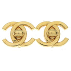 Chanel CC Logo Turnlock Earrings Gold