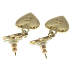Chanel CC Logo Rhinestone Heart Motif Earrings Gold — view 2
