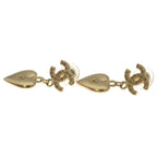 Chanel CC Logo Rhinestone Heart Motif Earrings Gold — view 3