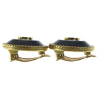 Chanel CC Logo Earrings Round Black White Gold — view 3