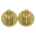 Chanel CC Logo Earrings Round Black White Gold — view 2