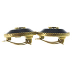 Chanel CC Logo Earrings Round Black White Gold — view 4