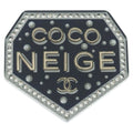 Chanel Coco Neige Brooch Pin Badge Black Silver