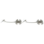 Chanel CC Logo Crystal Swing Earrings Silver — view 4