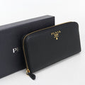 Prada Zip Around Vitello Gray Leather Wallet