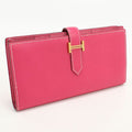 Hermes Bearn Souffle Wallet with Bifold Coin Purse Rose Tyrian