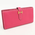 Hermes Bearn Souffle Wallet with Bifold Coin Purse Rose Tyrian