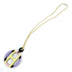 Hermes Necklace Equipe Pendant Hose Purple Pink Buffalo Horn Leather Hypno — view 4