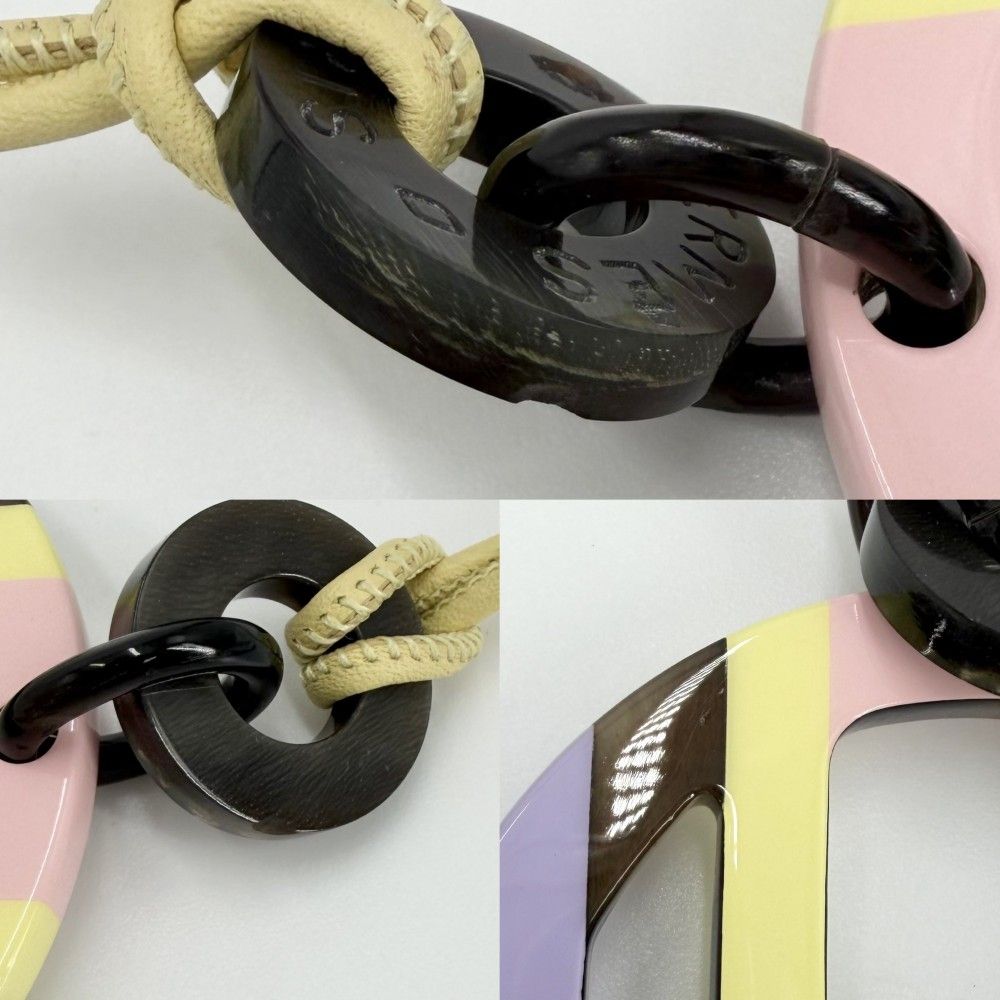 Hermes Necklace Equipe Pendant Hose Purple Pink Buffalo Horn Leather Hypno — view 5