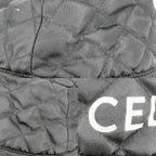 Celine Hat Quilted Bucket Hat Nylon Twill Logo Print M Black Orange — view 6