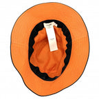 Celine Hat Quilted Bucket Hat Nylon Twill Logo Print M Black Orange — view 4