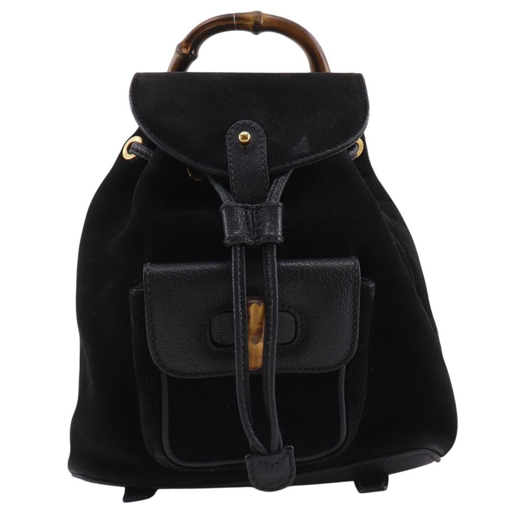 Gucci Bamboo Vintage Suede Black Backpack