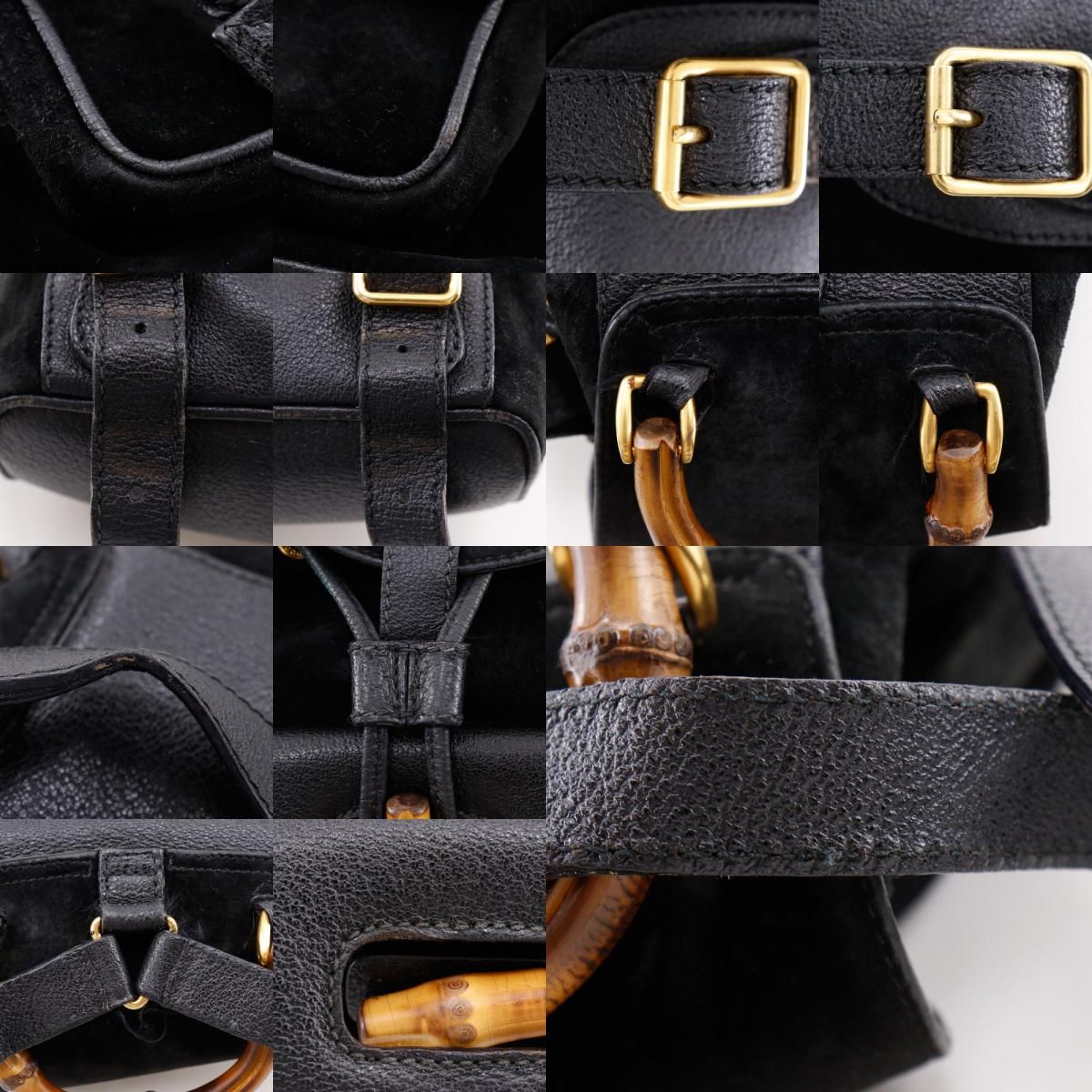 Gucci Bamboo Vintage Suede Black Backpack — view 9