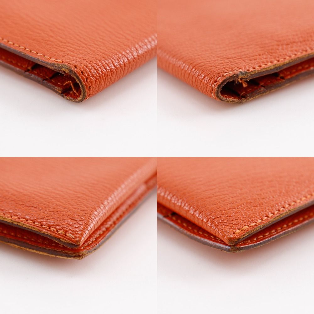 Hermes Bearn Classic Chevre Orange Silver Wallet — view 4