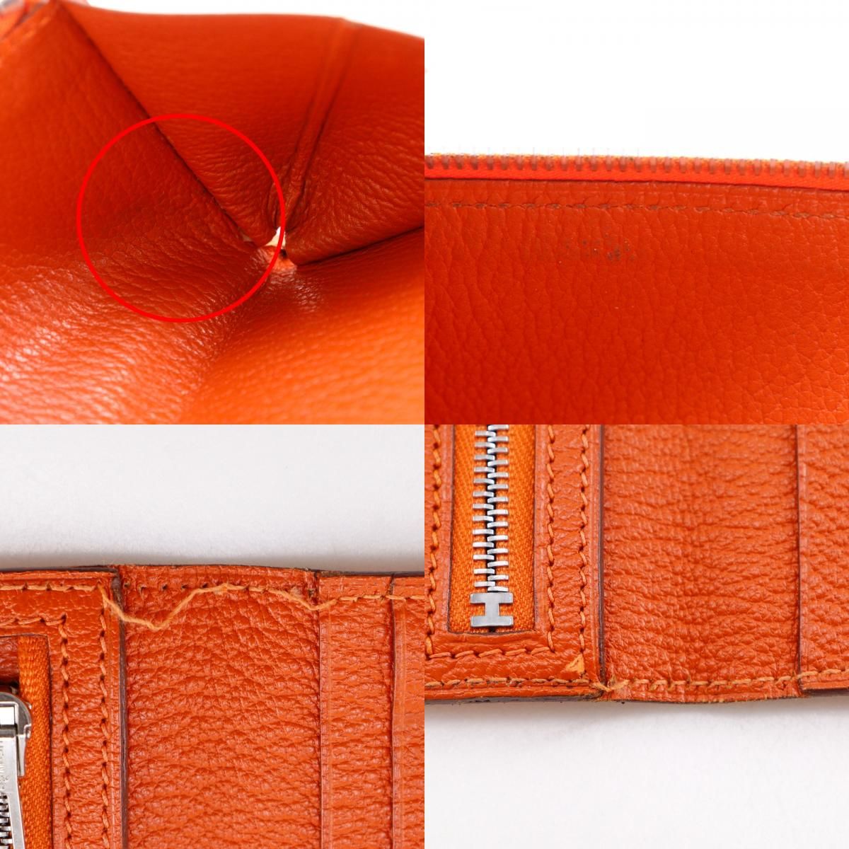 Hermes Bearn Classic Chevre Orange Silver Wallet — view 8
