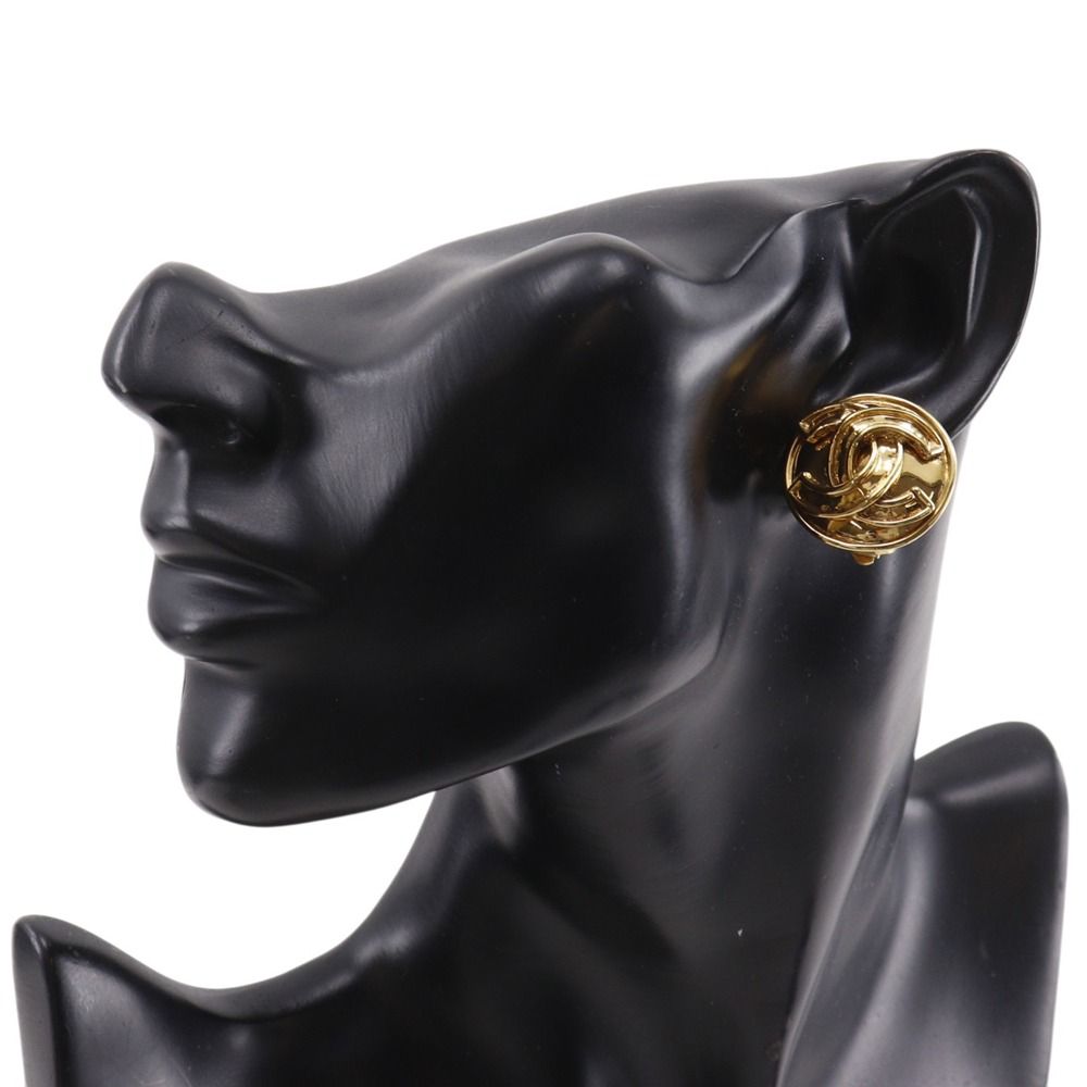 Chanel CC Logo Vintage Gold Plated Earrings — view 2