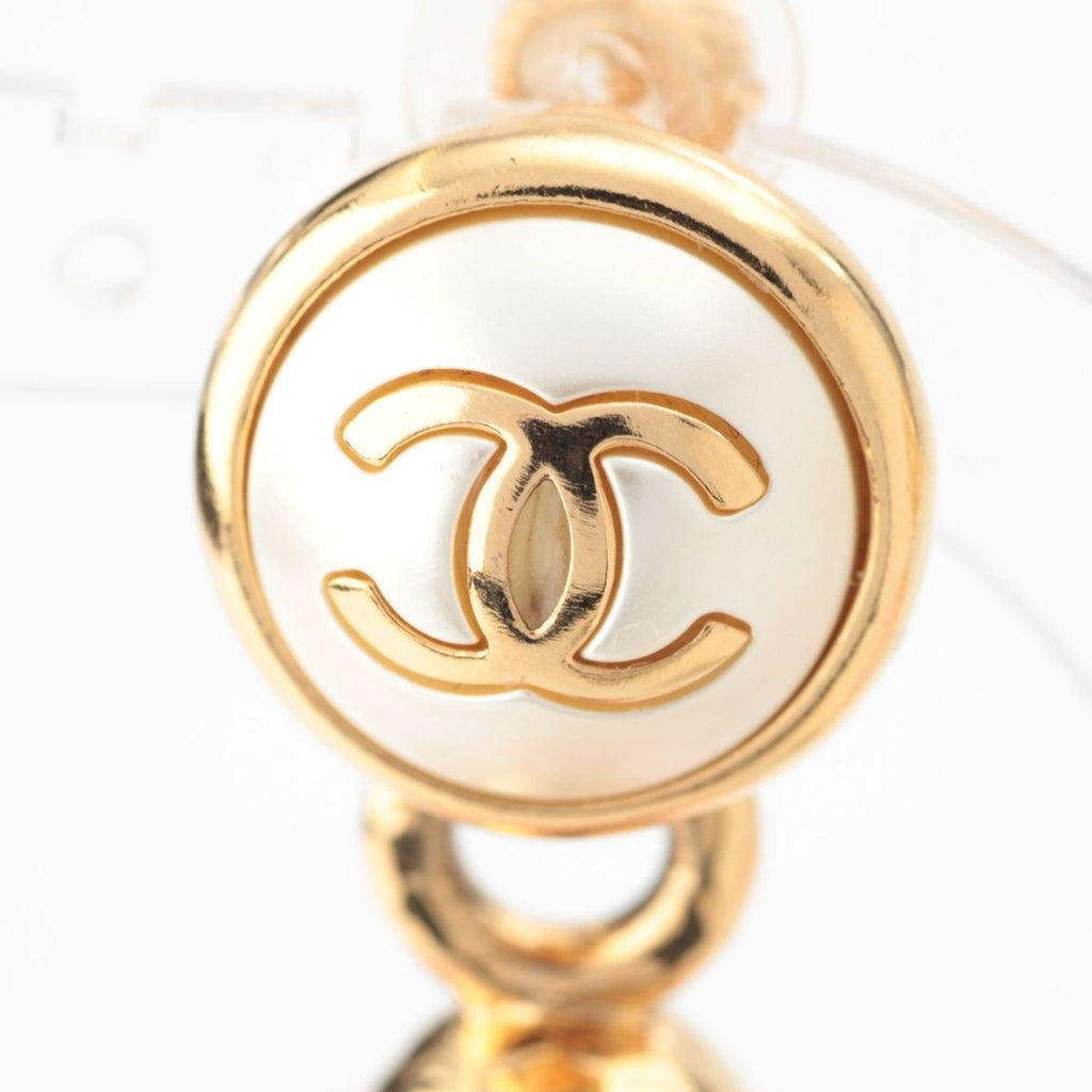 Chanel Metal Costume Pearl CC Logo Earrings Multicolor — view 3