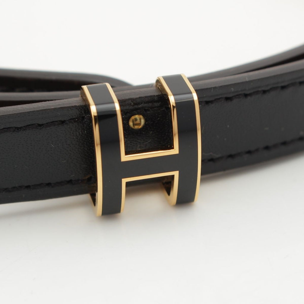 Hermes Pop 15 Leather Pop Belt Black Gold 75 — view 4