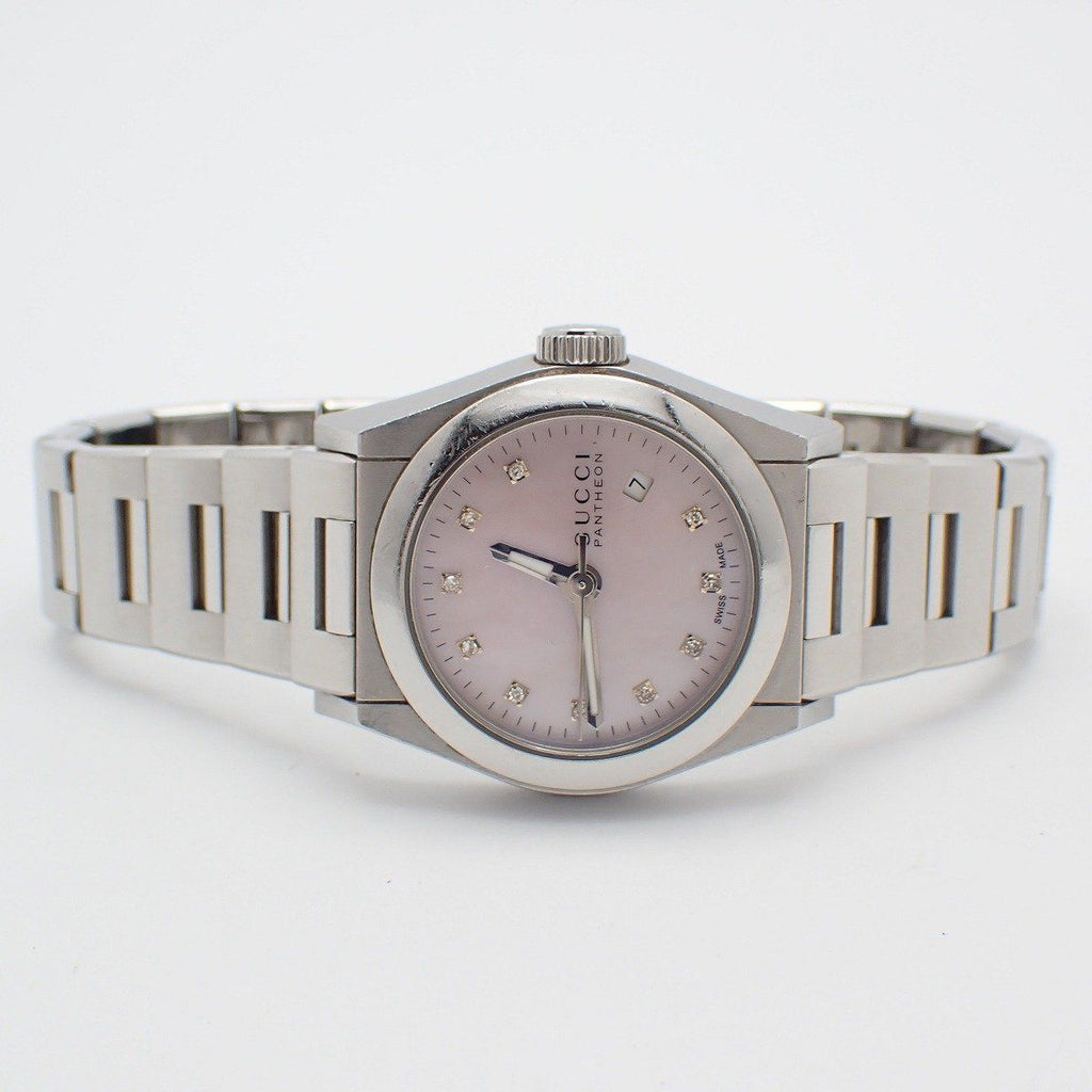 Gucci 115.5 Pantheon Quartz Watch Pink Shell Dial SS Pawn — view 2