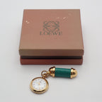 Loewe Pin Broch Watch Pocket Quartz Gold White Dial Pawn — view 8