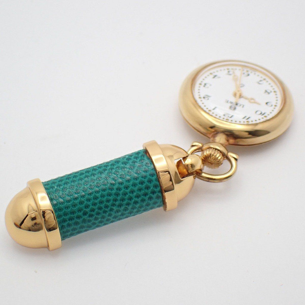 Loewe Pin Broch Watch Pocket Quartz Gold White Dial Pawn — view 6
