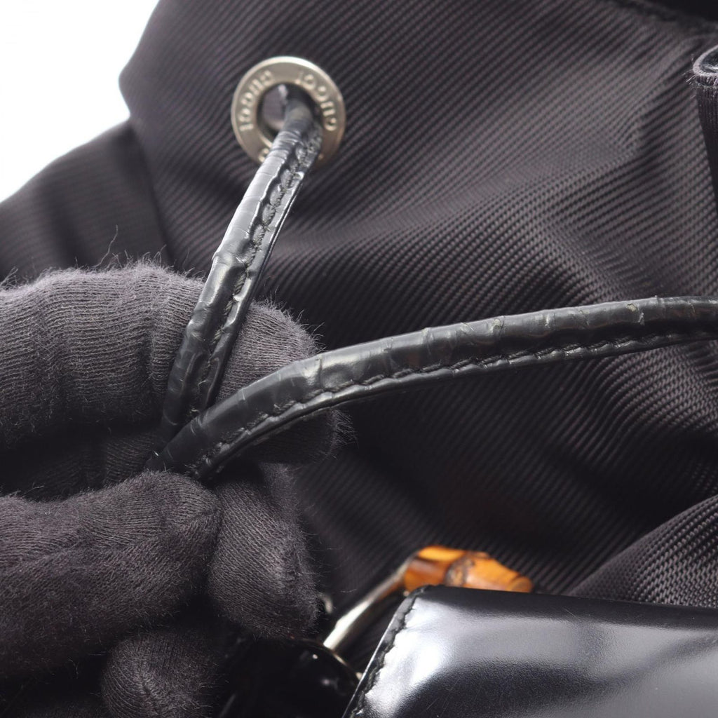 Gucci Backpack Bamboo 003 5 Black Nylon Enamel — view 6
