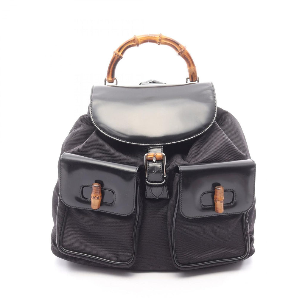 Gucci Backpack Bamboo 003 5 Black Nylon Enamel