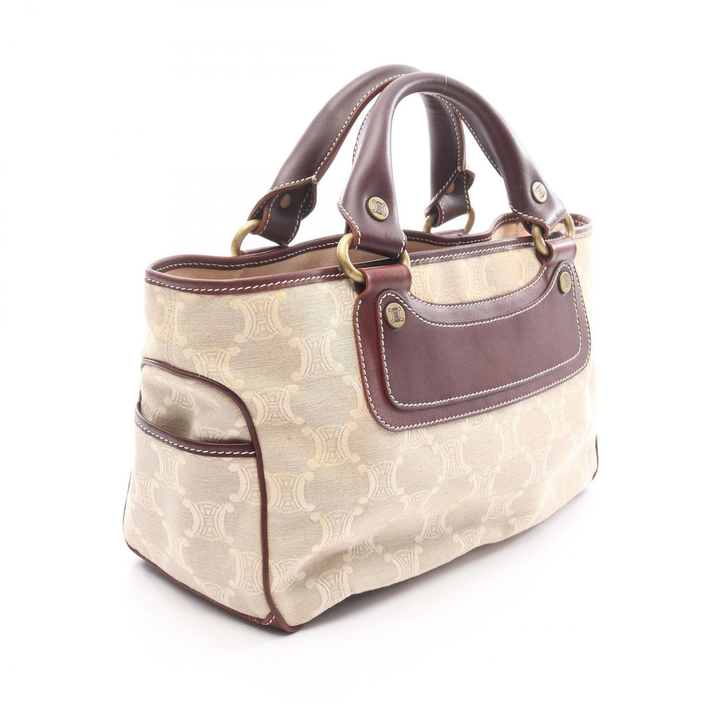 Celine Handbag Boogie Bag Beige Bordeaux Canvas Leather — view 2