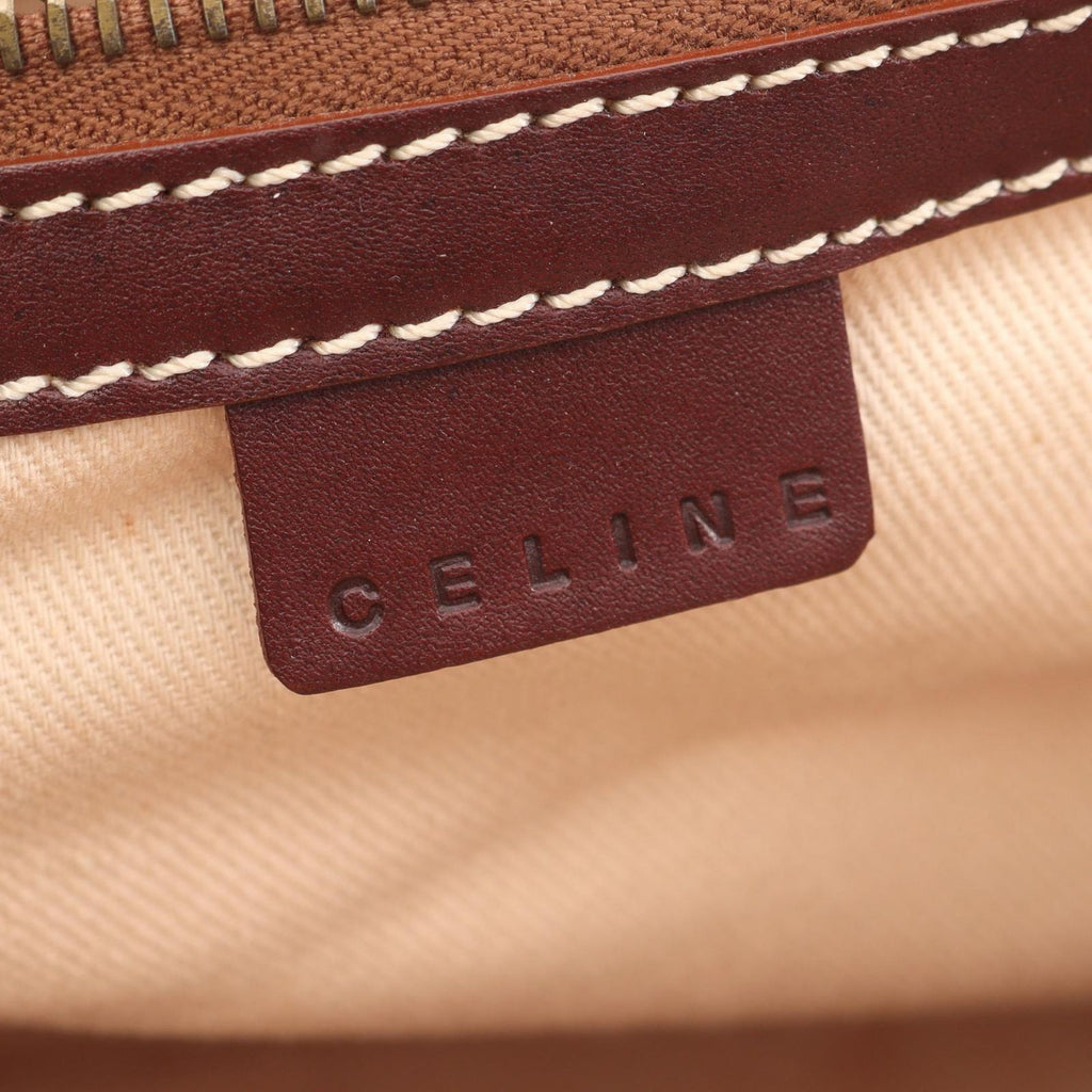 Celine Handbag Boogie Bag Beige Bordeaux Canvas Leather — view 4