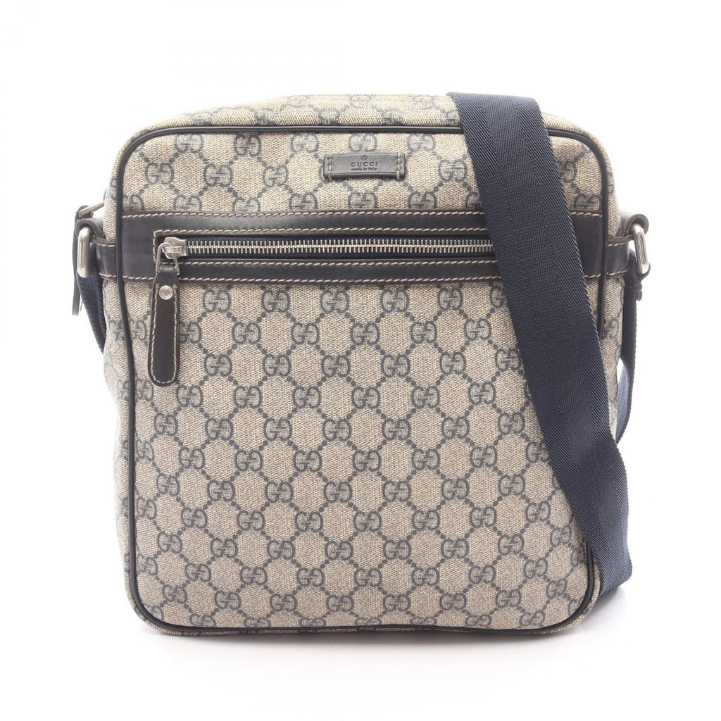 Gucci Shoulder Bag GG Supreme Beige Navy Canvas Leather